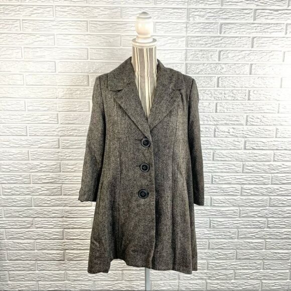 CAbi Greyish Brown Tweed Wool Coat - Picture 1 of 6